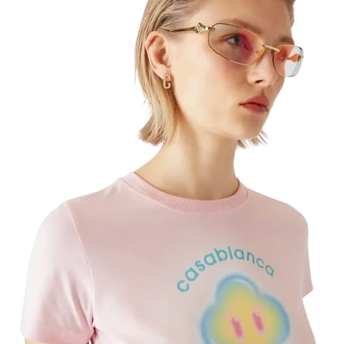 Airbrush-Smiley-Short mit kurzer Ärmel und tailliertem Schnitt