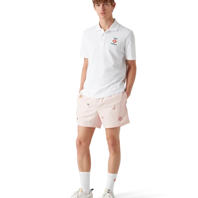 Bade-Shorts mit gesticktem Motiv