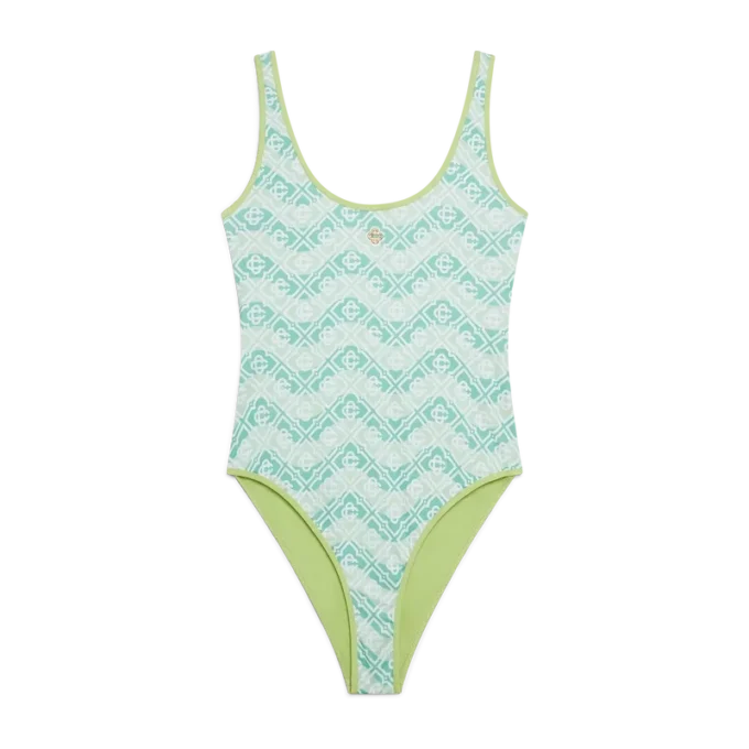 Badeanzug mit wellenförmigem Monogramm