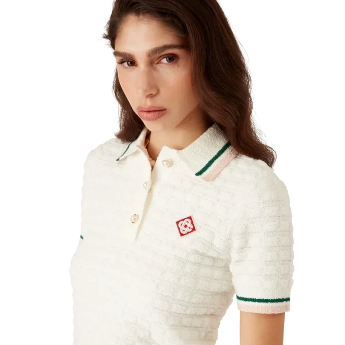 Baumwoll-Bouclé-Poloshirt
