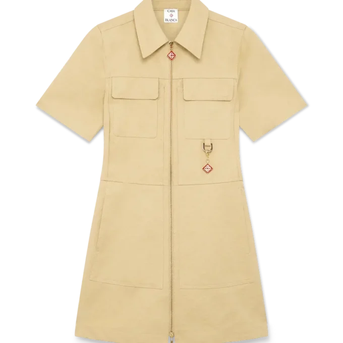 Baumwoll-Jacquard-Kleid mit Monogramm