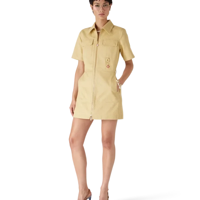 Baumwoll-Jacquard-Kleid mit Monogramm