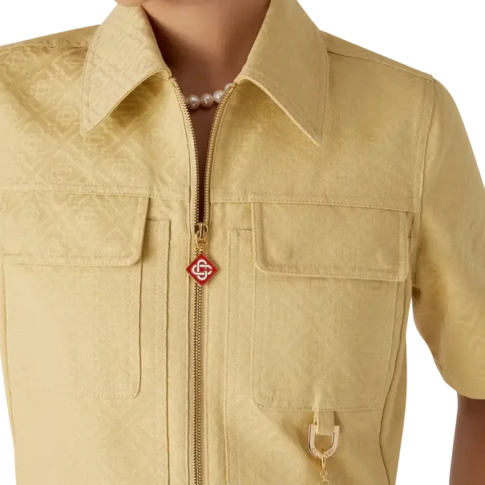 Baumwoll-Jacquard-Kleid mit Monogramm