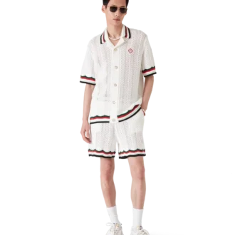 Baumwoll-Shorts mit Chevron-Häkelmuster