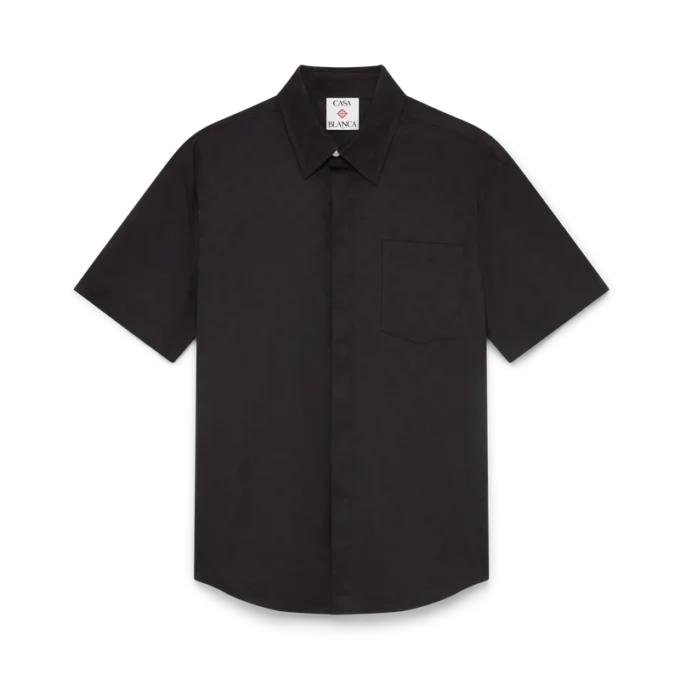 Baumwollhemd mit Monogramm und kurzen Ärmeln