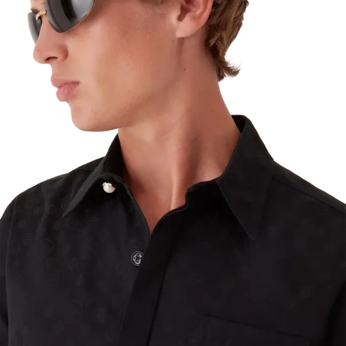 Baumwollhemd mit Monogramm und kurzen Ärmeln