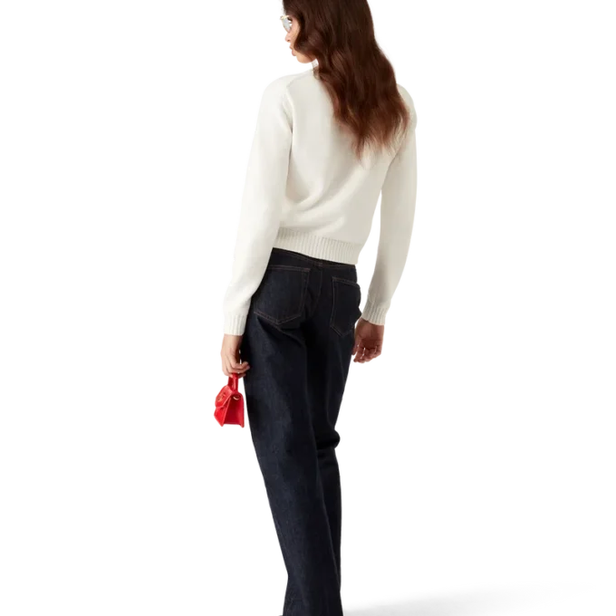 Baumwollpullover mit Pilzstickerei