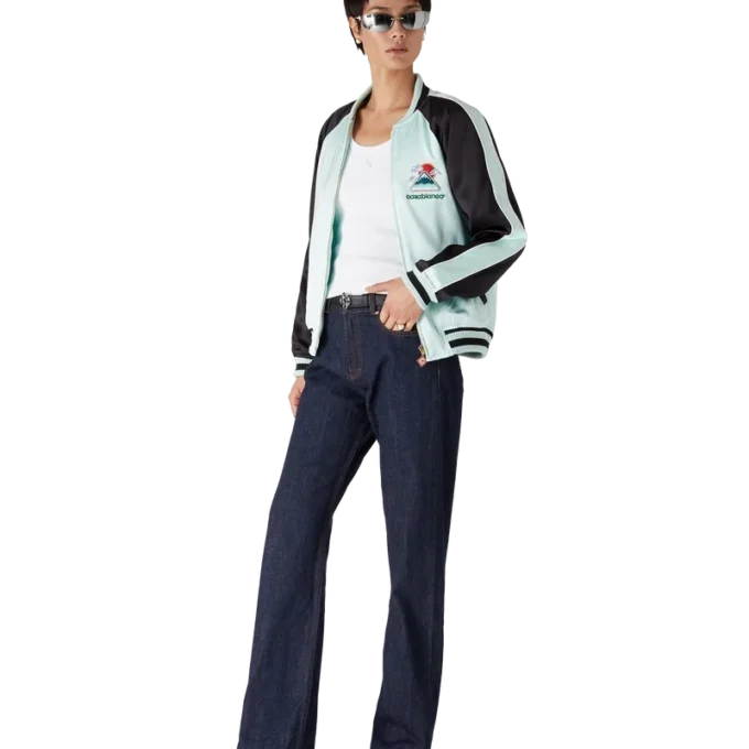 Bestickte Satin-Bomberjacke