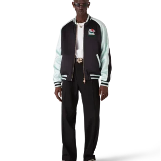 Bestickte Satin-Bomberjacke