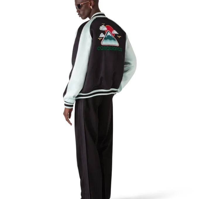 Bestickte Satin-Bomberjacke