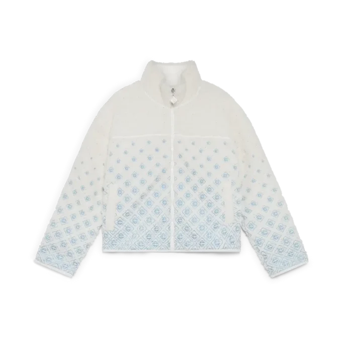 Bestickte, verkürzte Fleecejacke mit Monogramm in Farbverlauf Bestickte, verkürzte Fleecejacke mit Monogramm in Farbverlauf