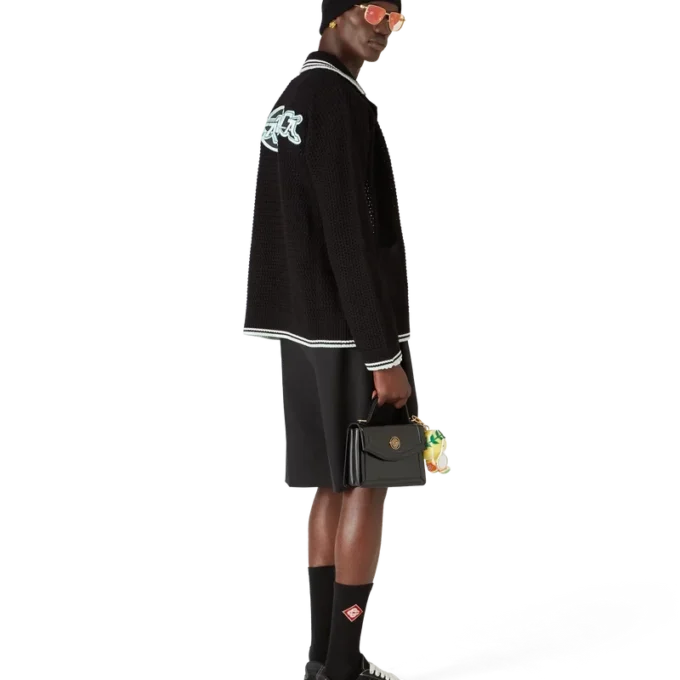 Besticktes Langarmhemd aus Baumwollhäkelstoff