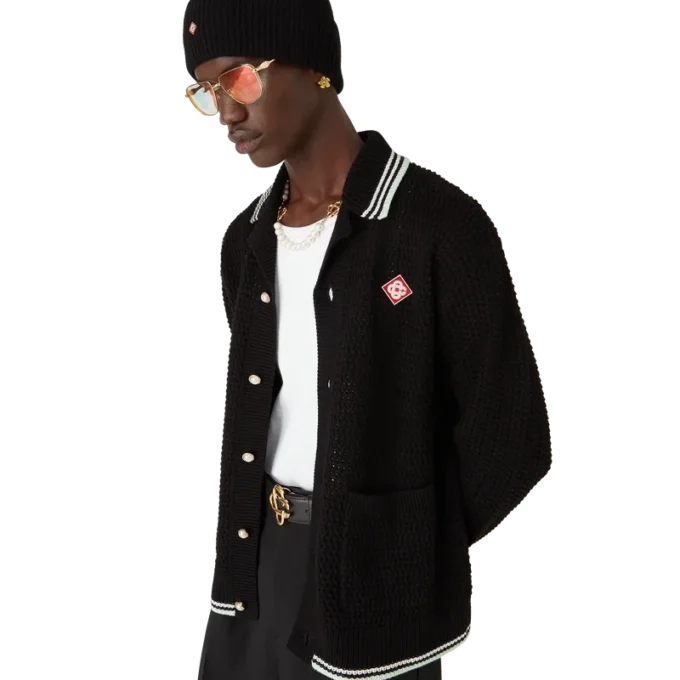 Besticktes Langarmhemd aus Baumwollhäkelstoff