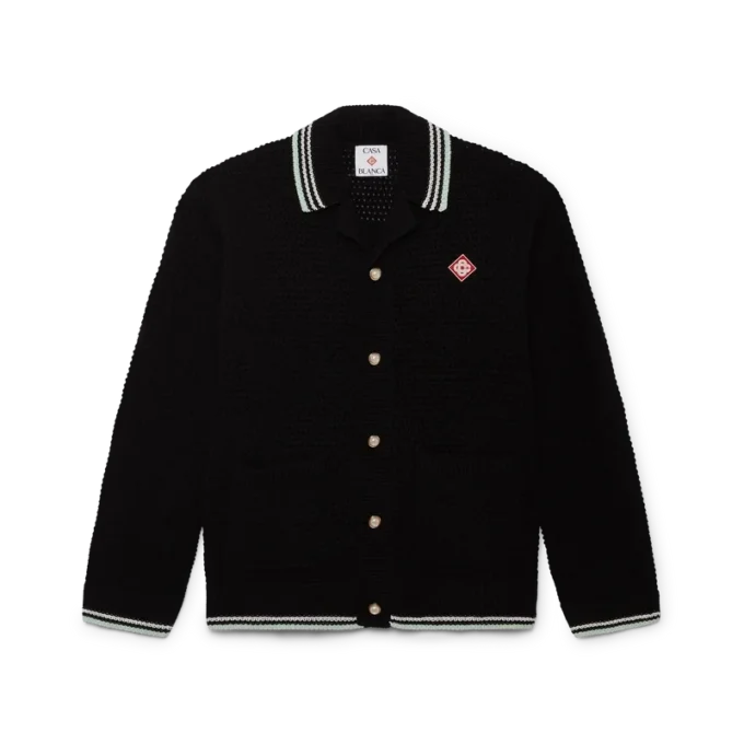 Besticktes Langarmhemd aus Baumwollhäkelstoff