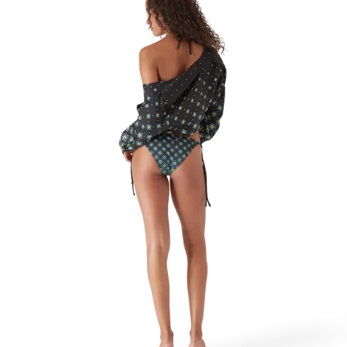 Bikini-Hose mit schwarzem Monogramm in Degradé