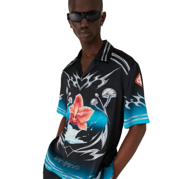 Blades Kurzarmhemd aus Seidensatin