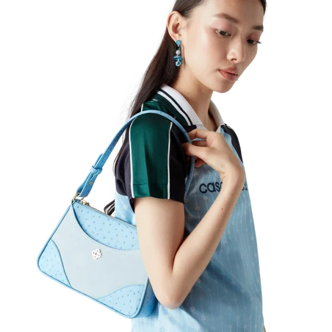 Blaue Jeanne Pochette-Umhängetasche