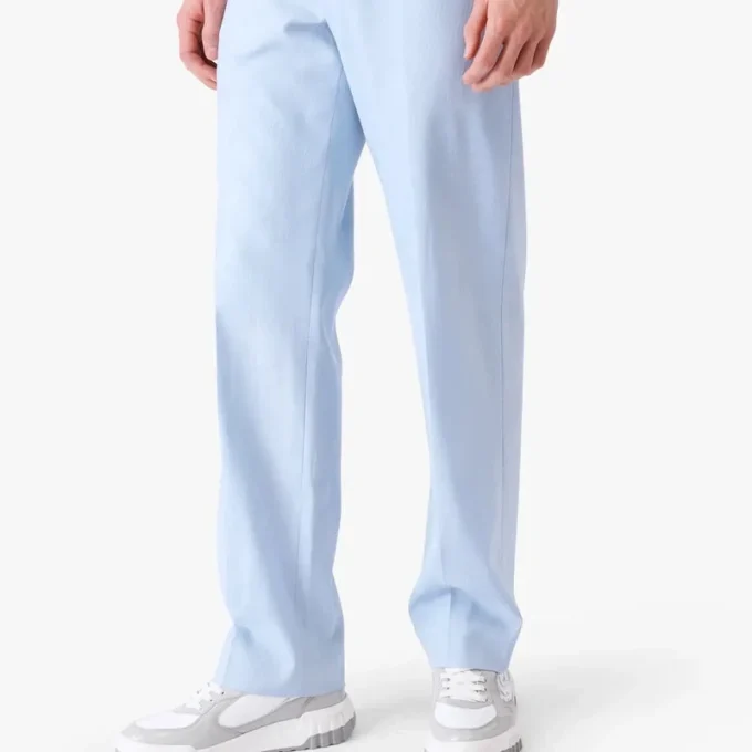 Blaue, maßgeschneiderte Jacquard-Hose mit Monogramm