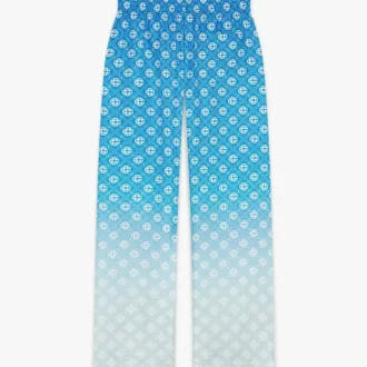 Blaue Seiden-Hose mit Diamond Monogram im Farbverlauf