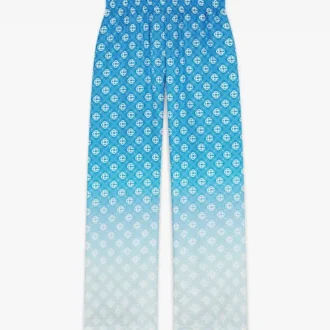 Blaue Seiden-Hose mit Diamond Monogram im Farbverlauf
