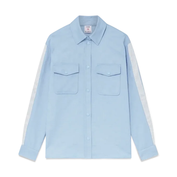 Blaues Monogram-Langarmhemd