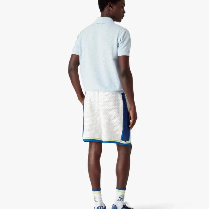 Blaues Pointelle-Monogramm-Poloshirt mit Shorts