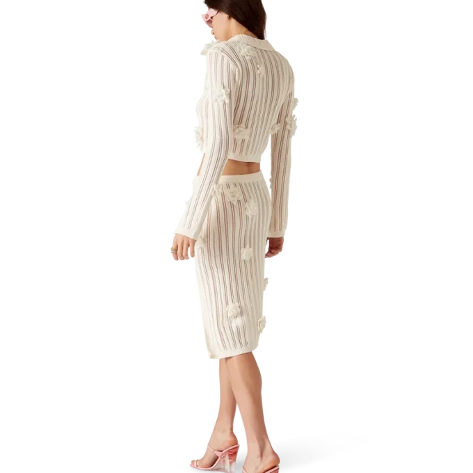 Blumen-Spitzen-Strickhemd Blumen-Spitzen-Strickhemd