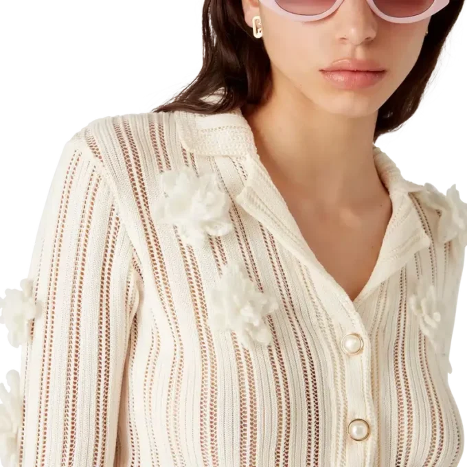 Blumen-Spitzen-Strickhemd Blumen-Spitzen-Strickhemd