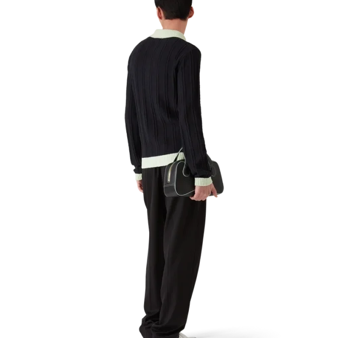 Bouclé-Poloshirt mit langen Ärmeln