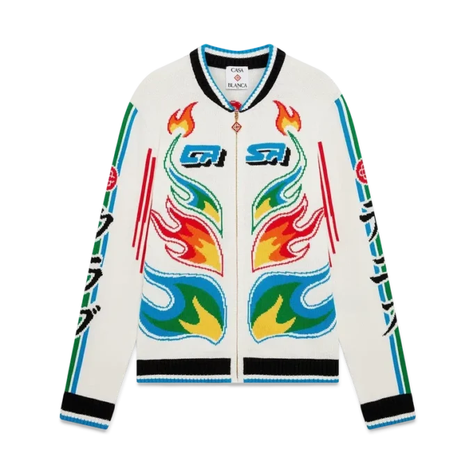 Casa Club-Jacke aus Baumwollstrick mit „Flame Laurel“-Motiv