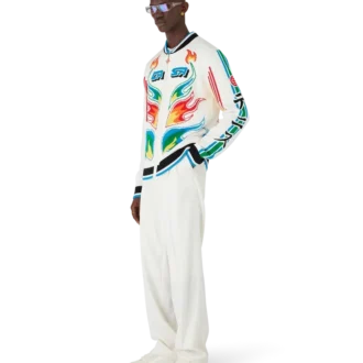 Casa Club-Jacke aus Baumwollstrick mit „Flame Laurel“-Motiv