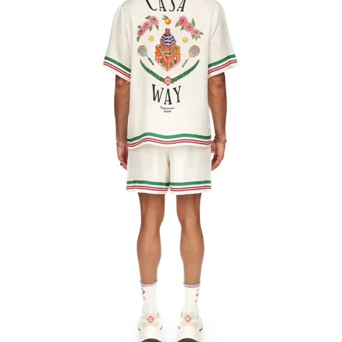 Casa Way Seidenhemd mit gestricktem Kragen