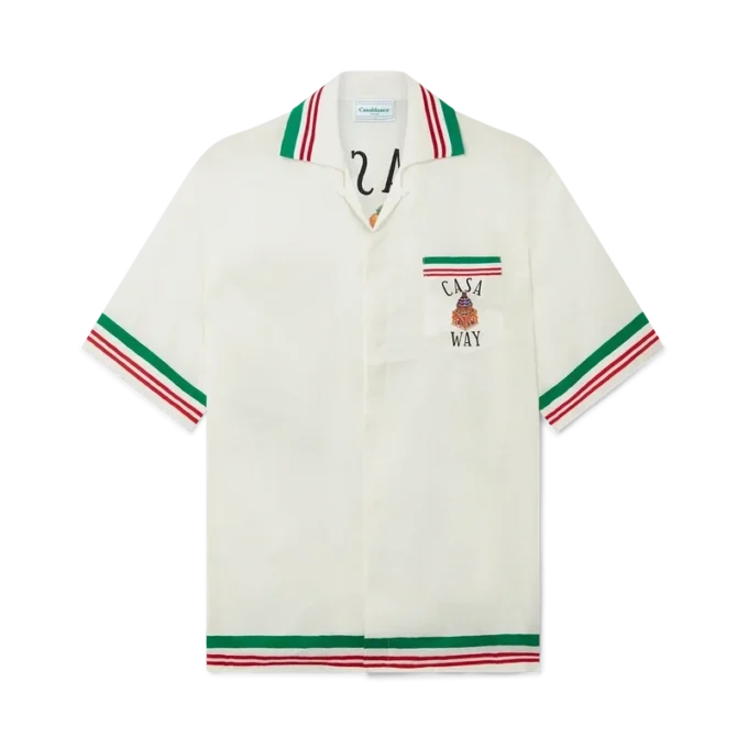 Casa Way Seidenhemd mit gestricktem Kragen