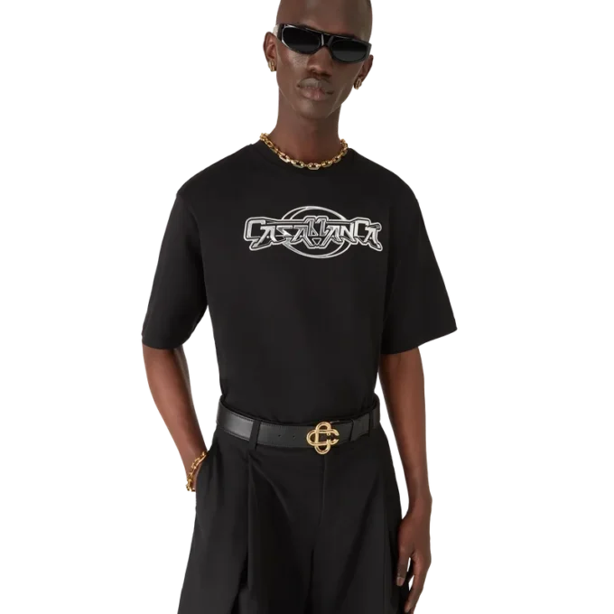 Casablanca Chrome Oversized-Short-T-Shirt mit kurzen Ärmeln