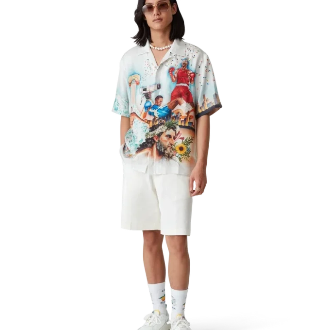 Celebration Du Sport Kurzarm-Seidenhemd