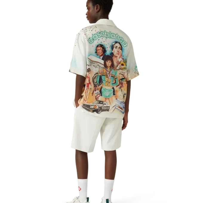 Celebration Du Sport Kurzarm-Seidenhemd