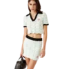 Cotton Wave Crochet Cropped Poloshirt