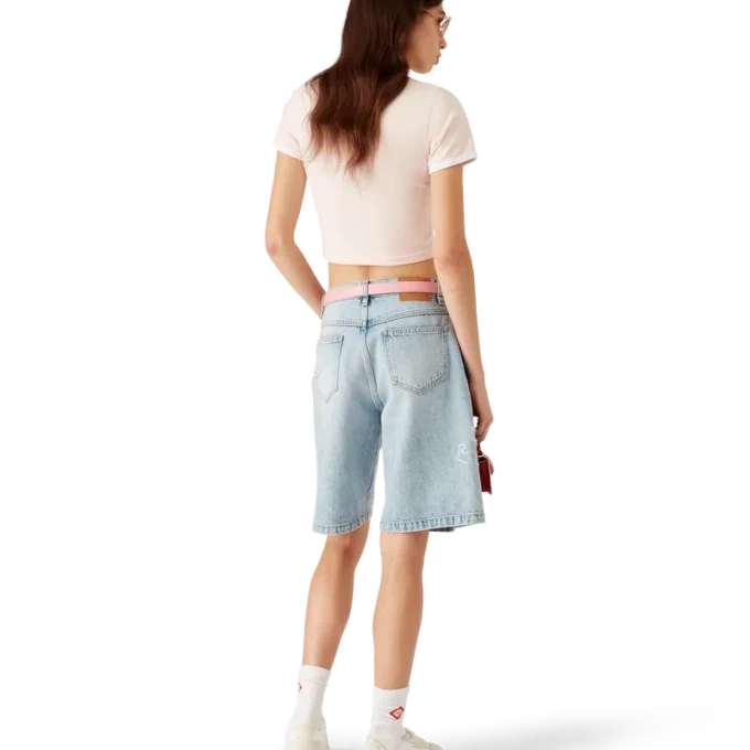 Cropped-T-Shirt mit Pilz-Emblem