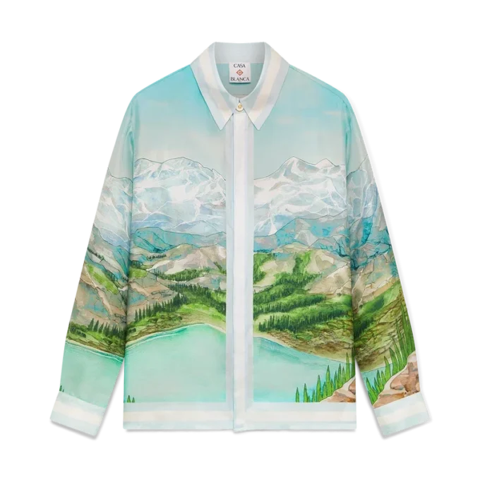 Dalmatian a La Montagne Langarm-Seidenhemd