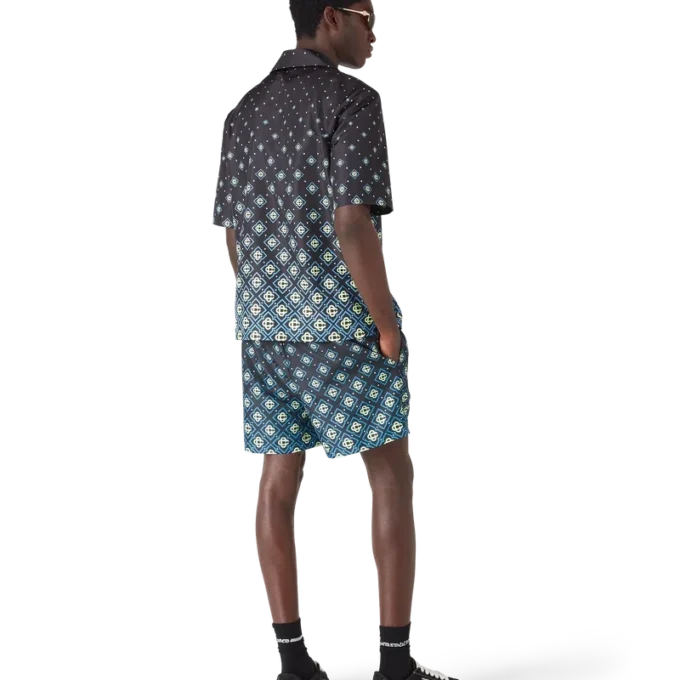 Degrade Black Monogram Shorts mit Kurzarm-Bademode