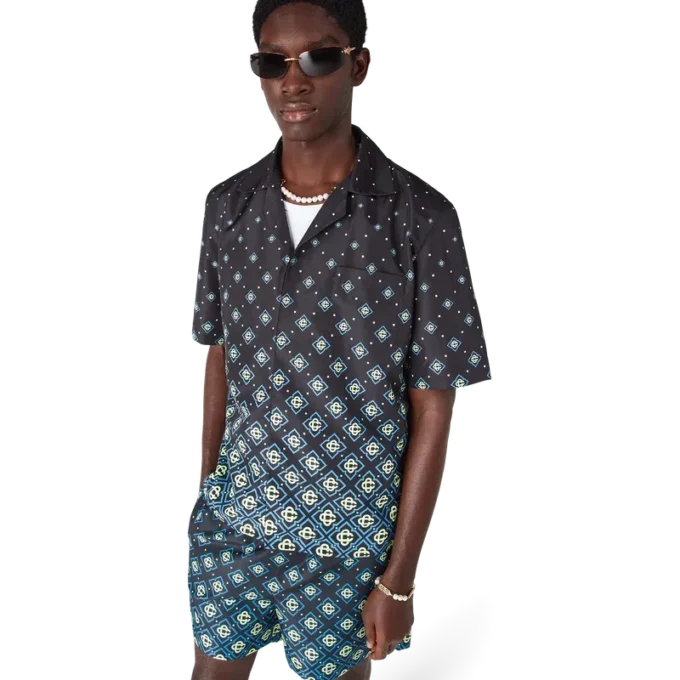 Degrade Black Monogram Shorts mit Kurzarm-Bademode