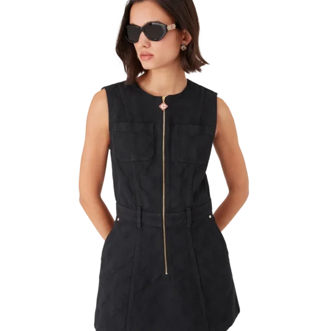 Denim-Monogramm-Kleid mit Reißverschluss