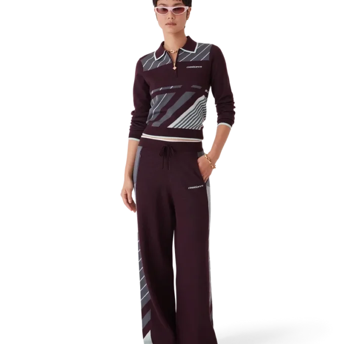 Diagonal Tennis Merino Langarm-Poloshirt