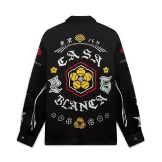 Emblem Langarmhemd aus Seidensatin