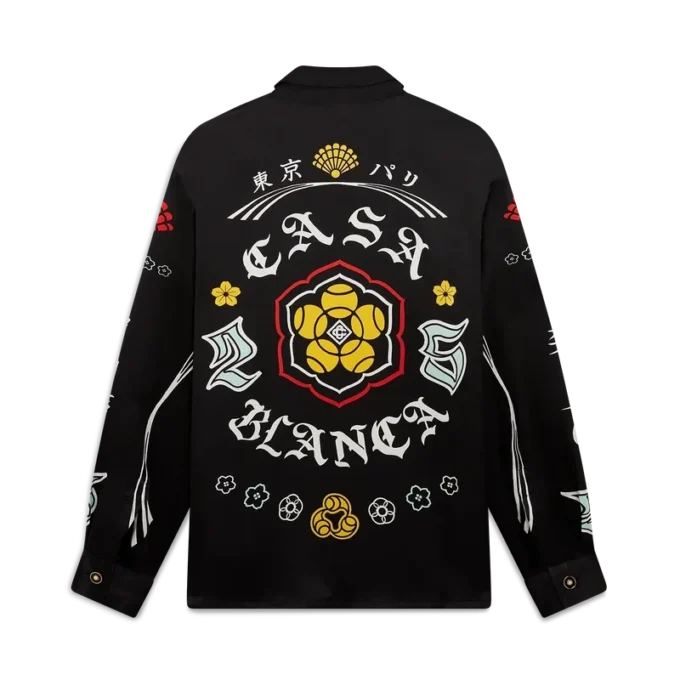 Emblem Langarmhemd aus Seidensatin Emblem Langarmhemd aus Seidensatin