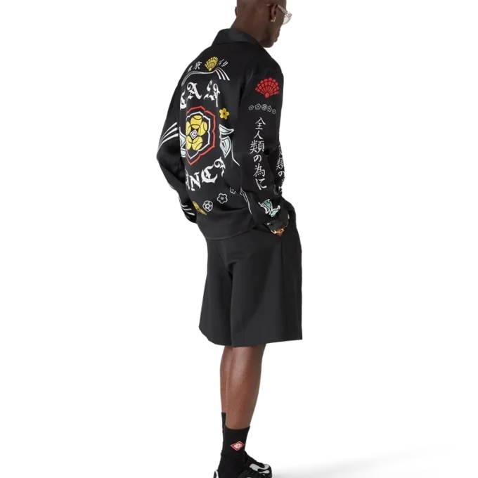 Emblem Langarmhemd aus Seidensatin Emblem Langarmhemd aus Seidensatin