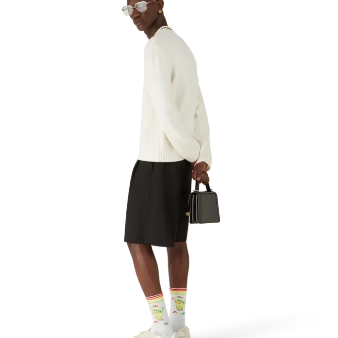 Emblem Merino-Strickpullover mit Rundhalsausschnitt