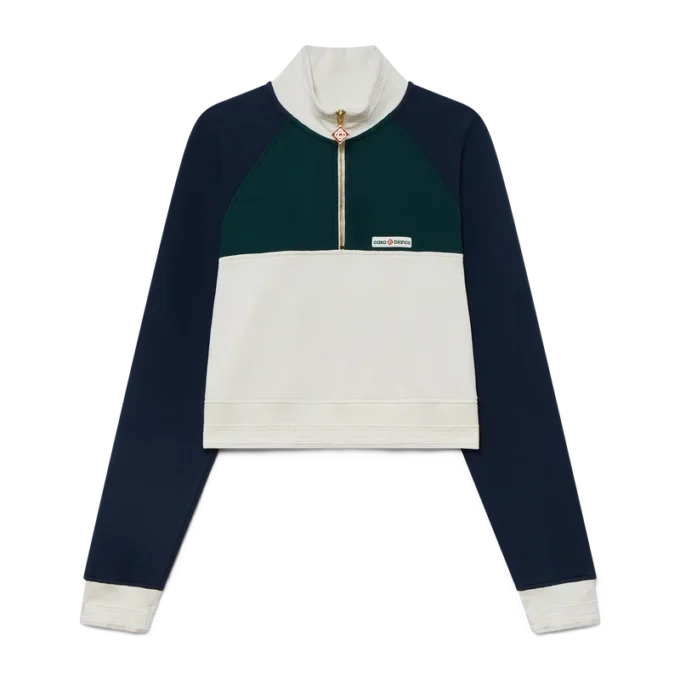 Farbblock-Sweatshirt mit Viertelreißverschluss