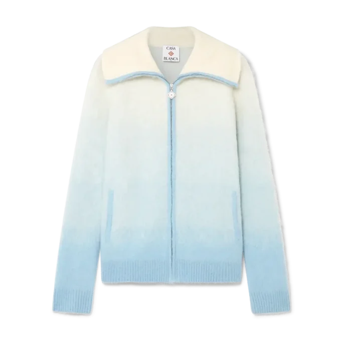 Flauschige Mohair-Jacke mit Reißverschluss und Farbverlauf