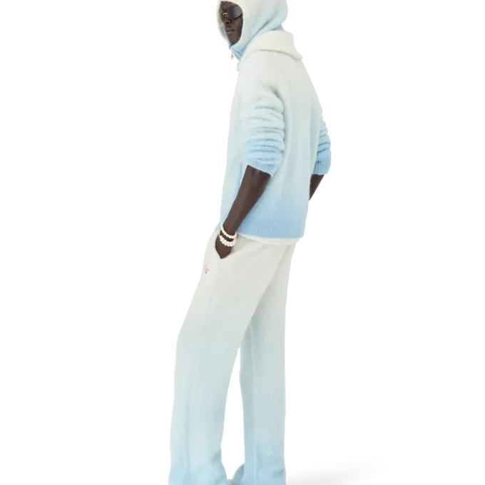 Flauschige Mohair-Jacke mit Reißverschluss und Farbverlauf